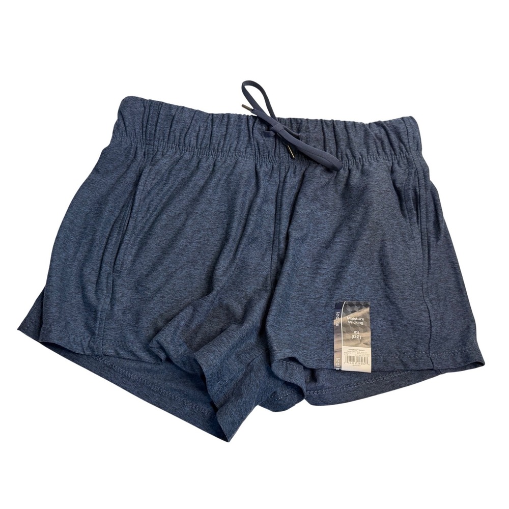 Athletic Works Shorts Blue Heathered Space Dye Activewear Pockets Women XS (0-2)